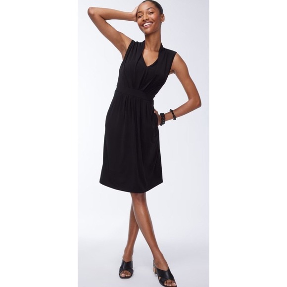 Chico's Dresses & Skirts - NEW Chico's Classic Pleated Jersey Knit Short Dress Solid Black Size 3/US 16/18